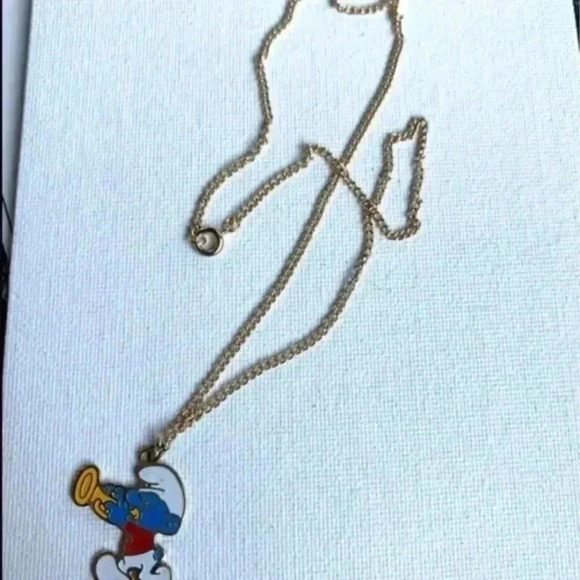 Vintage 80s Smurf Necklace signed “1989 Peyo” - Picture 2 of 8